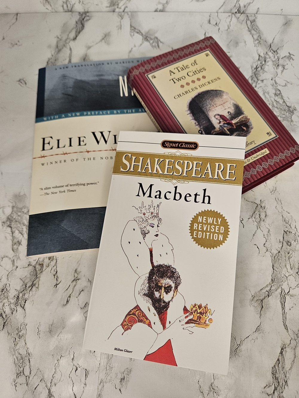 bundle books. (A Tale of Two Cities, Macbeth, Night)